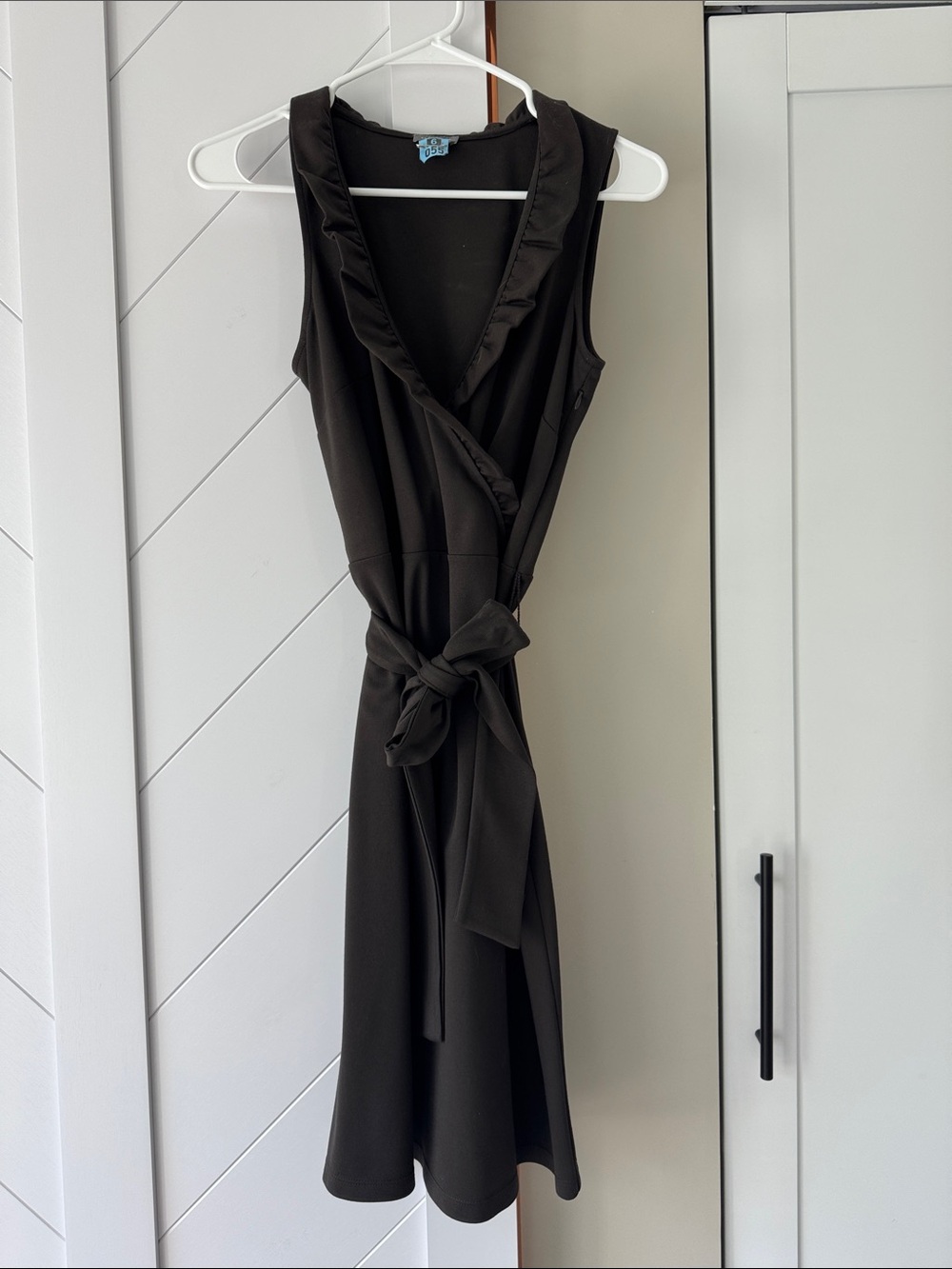 Ann Taylor Brown Sleeveless Wrap Midi Dress with Waist Tie